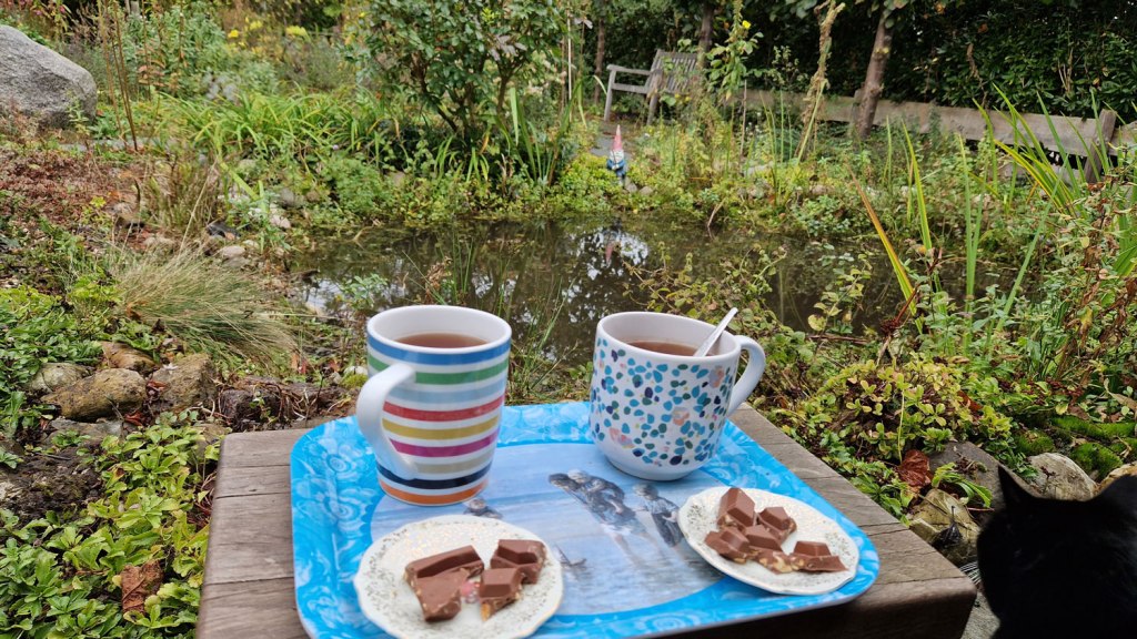 Na afloop even een kopje thee naast de blubberplas